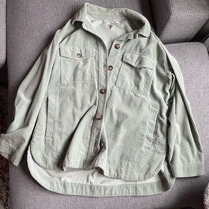 Madewell pistachio green corduroy shirt jacket